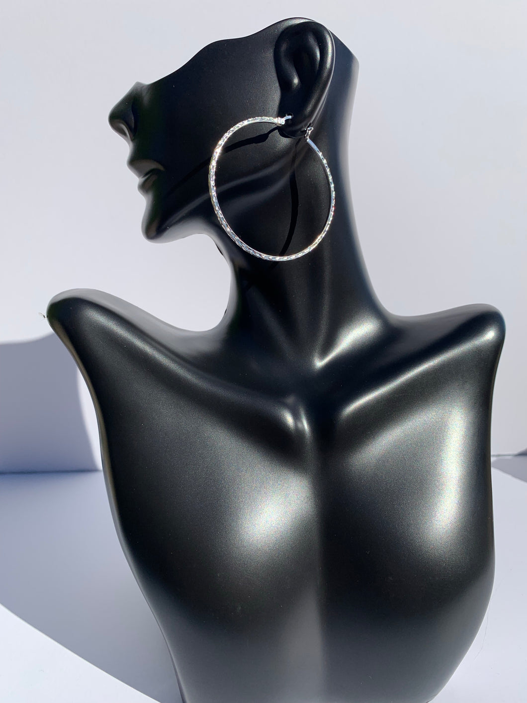 Sterling Silver 1.5MM x 45MM Diamond Cut Hoop Earrings